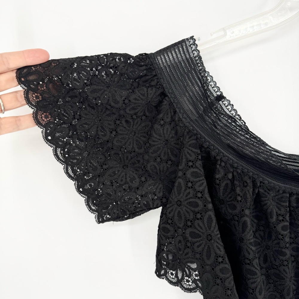 Victoria's Secret Floral Off-the-shoulder Lace Bodysuit Black Size L Whimsigoth - Picture 6 of 12